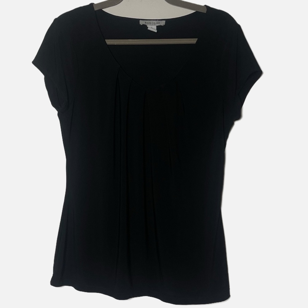 WHBM black dressy lightweight short sleeve top size Large
